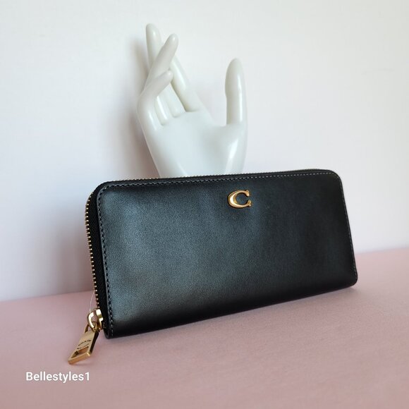 COACH Slim Accordion Smooth Leather Wallet – Black color ⭐ - Picture 4 of 16